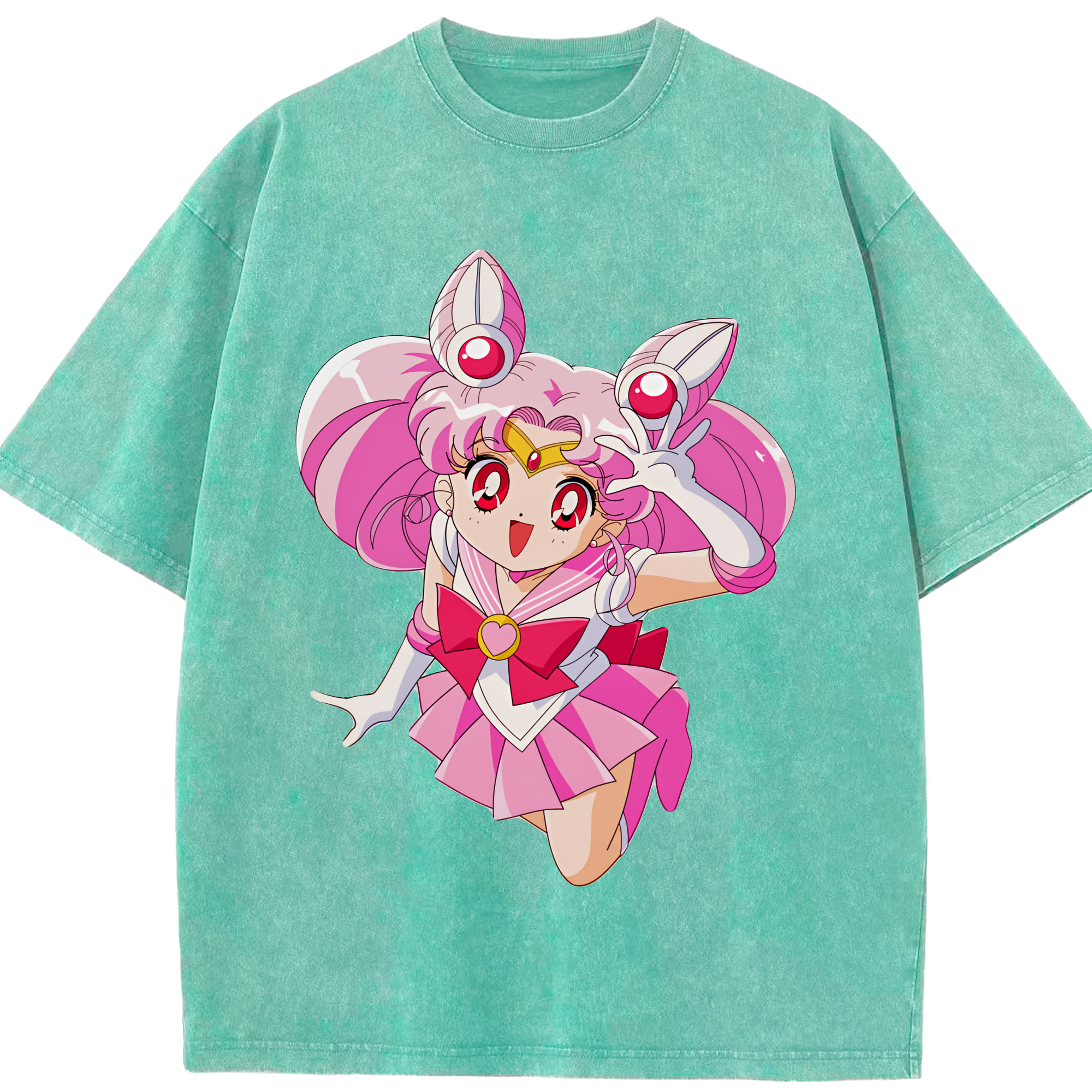 （画像用） 美少女戦士セーラームーン ちびうさ Sailor Moon Chibiusa Tsukino Usagi Small Lady Serenity 綿100% ヴィンテージ風 半袖Tシャツ（フロントプリント）